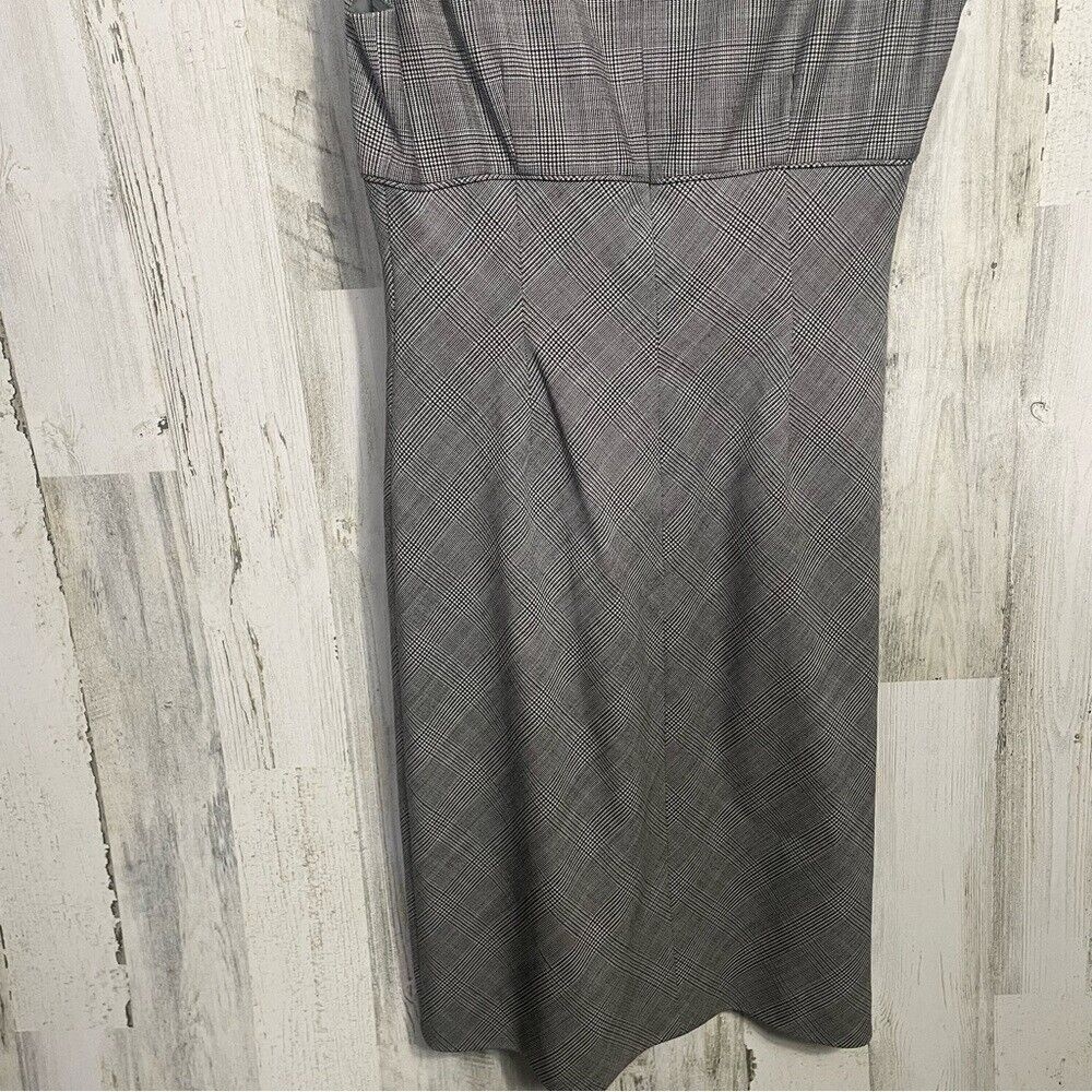 Ann Taylor Vintage SleevelessV Neck Micro Houndstooth Wool Dress Gray‎ size 2 - Picture 6 of 8